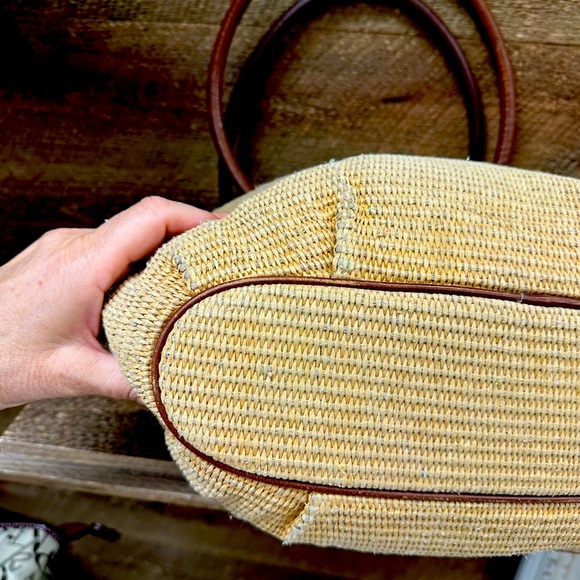 Michael Kors Straw Tote with Leather Handles & Tassel Charm - Picture 7 of 10